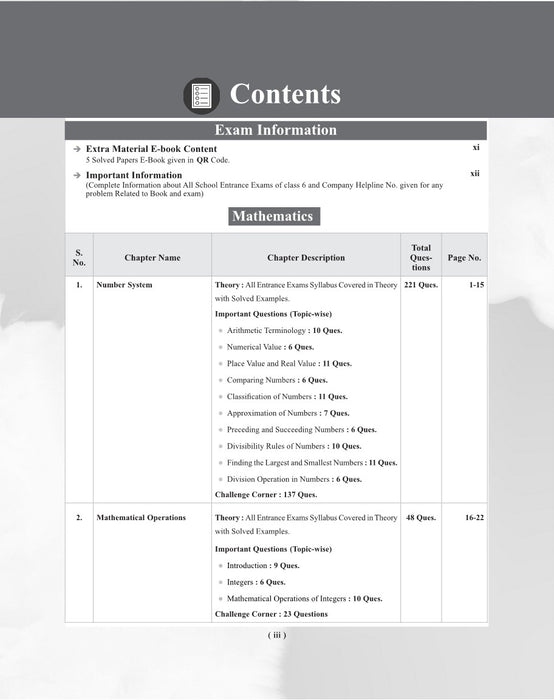 Examcart School Entrance Exam Math Class 6th Textbook For 2026 Exam in English