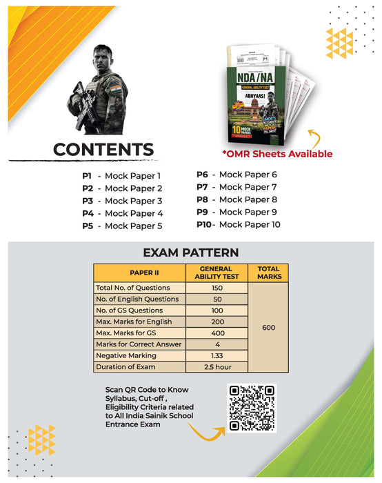 Examcart NDA/NA General Ability Test (GAT) Mock Papers Book For 2025 Exam in English