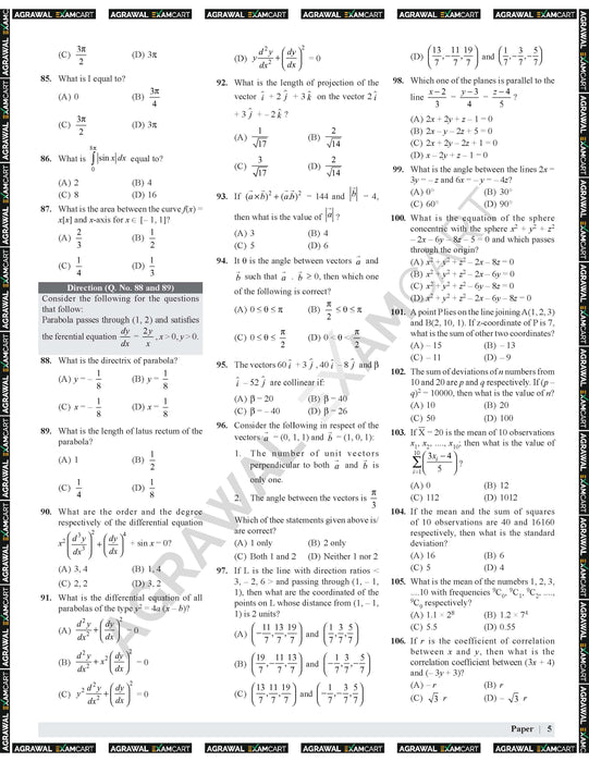 NDA 8 Previous Year Solved Paper of Mathematics & GAT From 2020 To 2024 In English (E-Book)