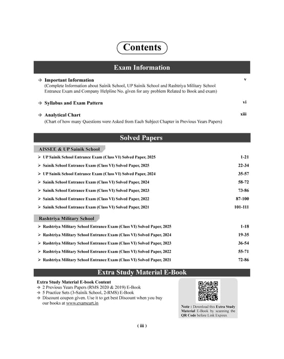 Examcart Sainik School & Rashtriya Military School Class 6 Solved Paper For 2026 Exam (English Medium)