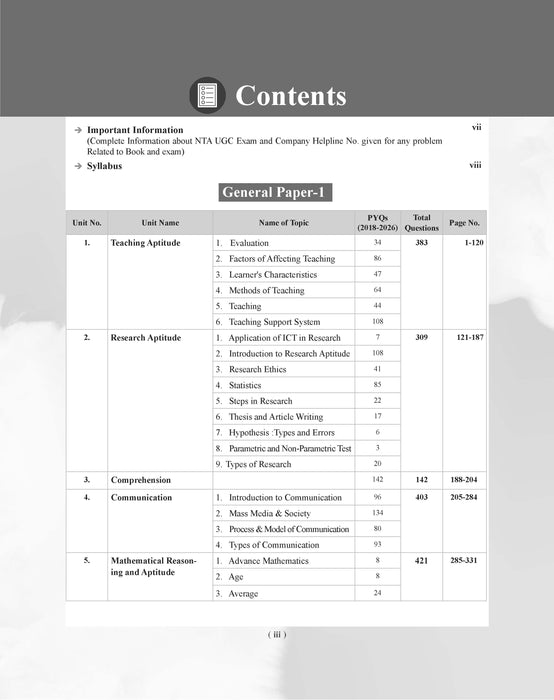 Examcart NTA UGC General Paper 1 Teaching & Research Aptitude PYQs (Previous Year Questions) Book In English