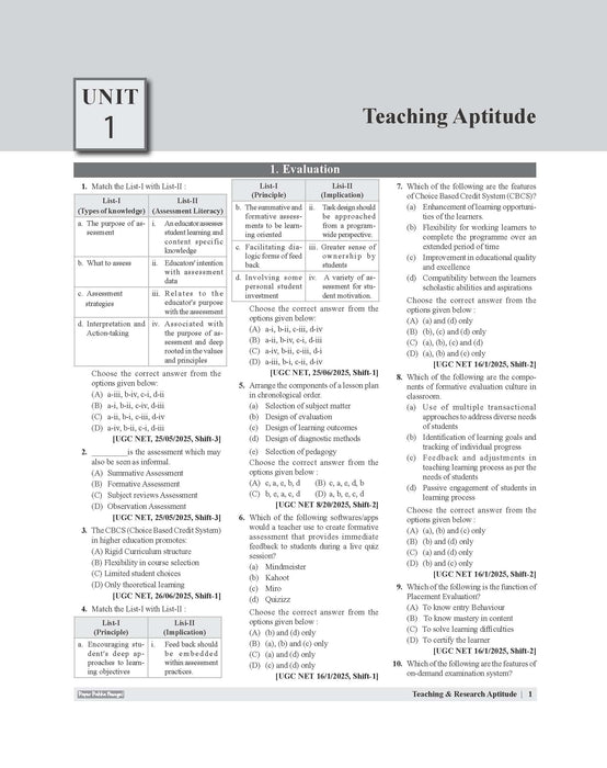 Examcart NTA UGC General Paper 1 Teaching & Research Aptitide Question Bank Book In English