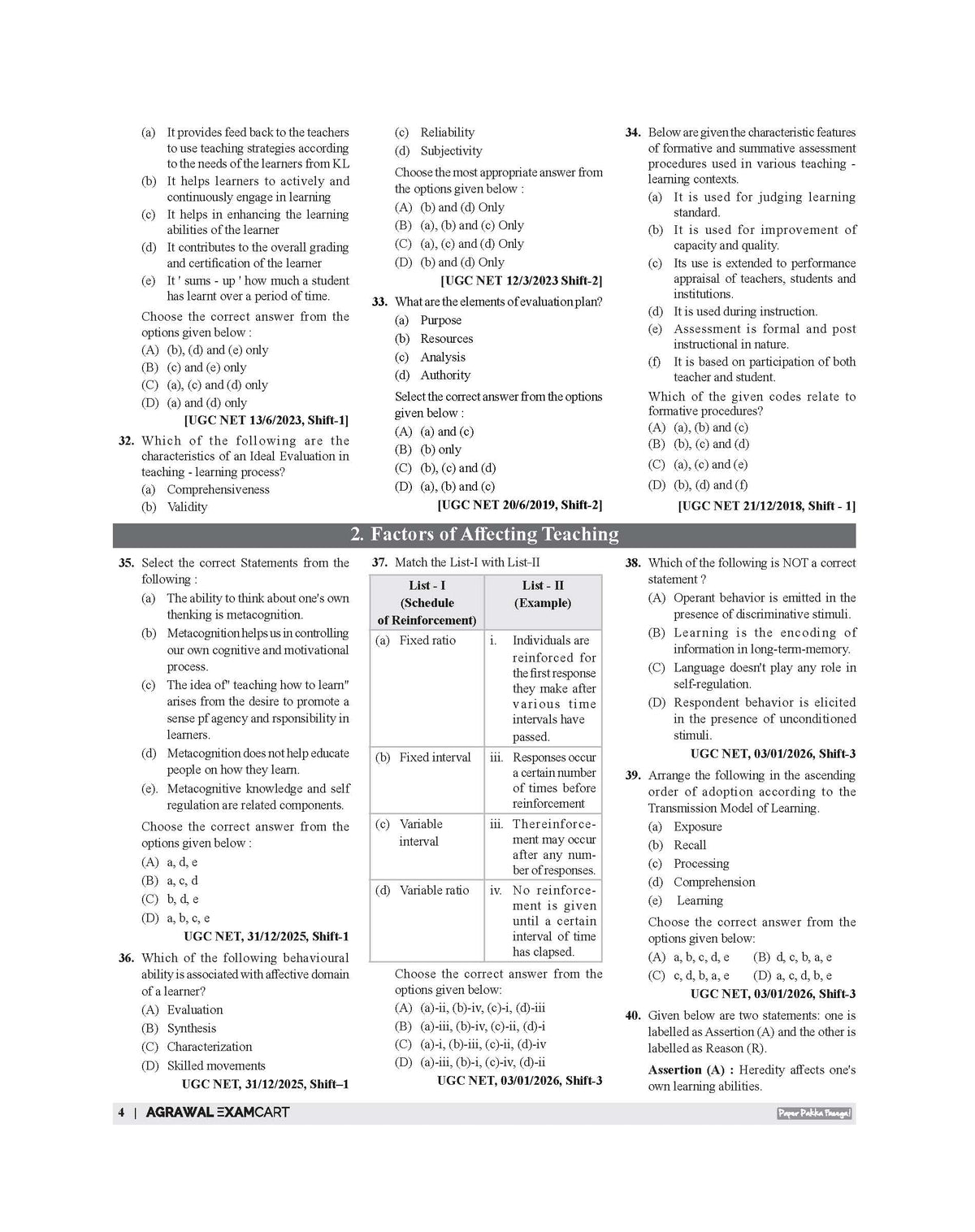 Examcart NTA UGC General Paper 1 Teaching & Research Aptitude PYQs (Previous Year Questions) Book In English