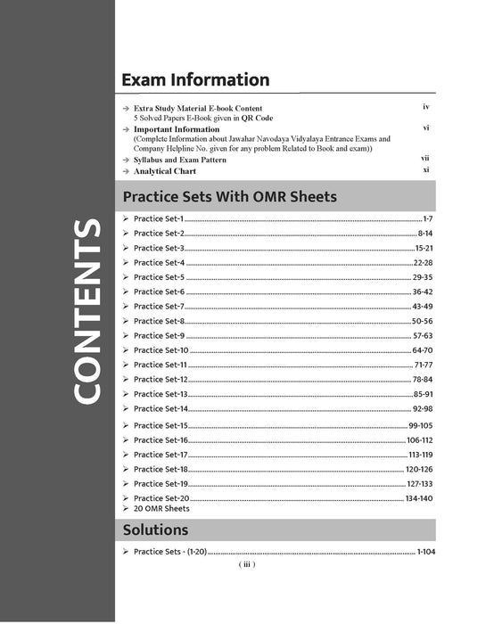 Examcart Jawahar Navodaya Vidyalaya (JNV) Class 6 Practice Sets For Entrance Exam 2027 In English | 20 Practice Sets