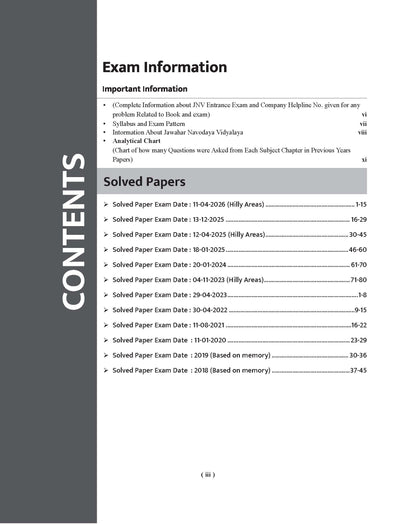 Examcart Jawahar Navodaya Vidyalaya (JNV) Class 6 Solved Paper Book For 2027 Exam In English | 12 Solved Papers