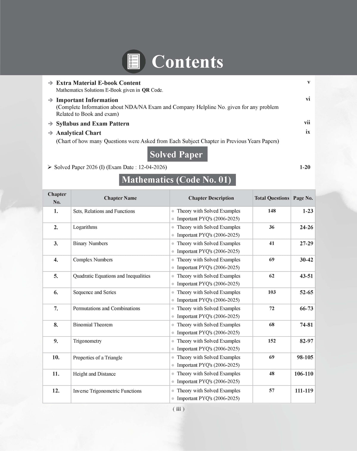 Examcart NDA/NA Mathematics (Guide + PYQ) Book For 2026 Exam In English