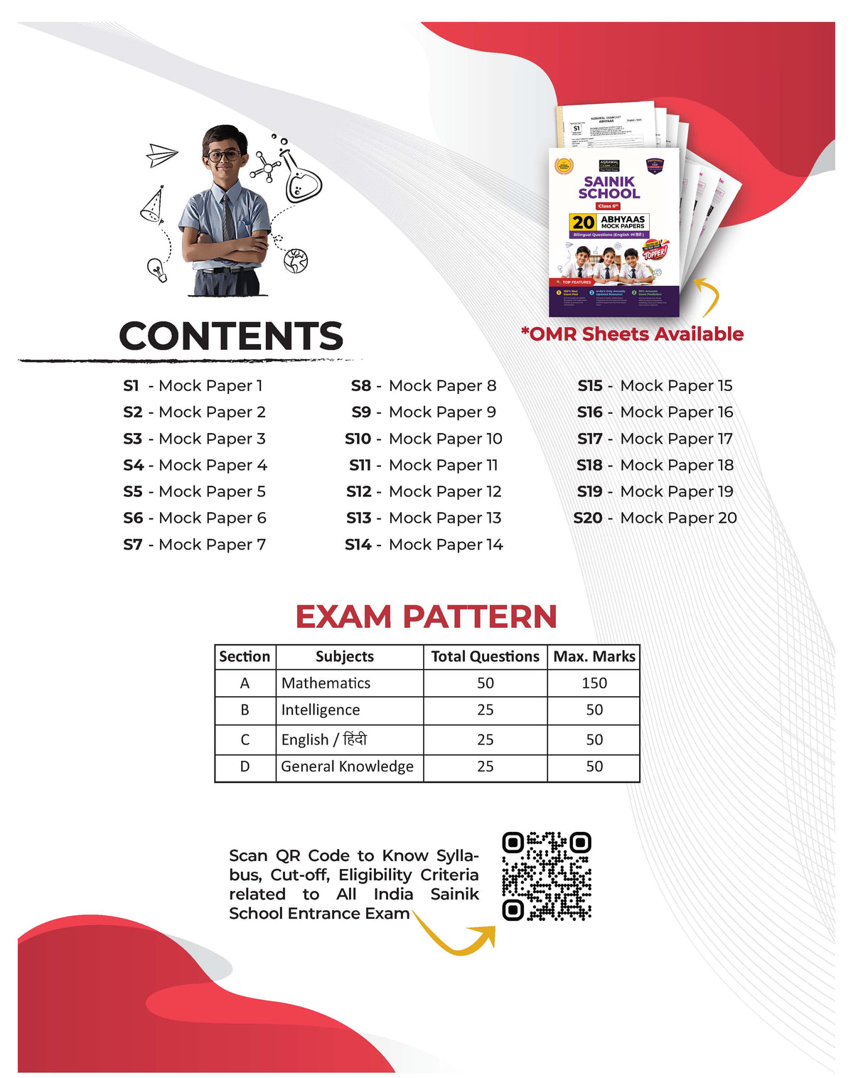 Examcart Sainik School Class 6 Abhyaas Mock Test Papers For 2027 Entrance Exam in Bilingual