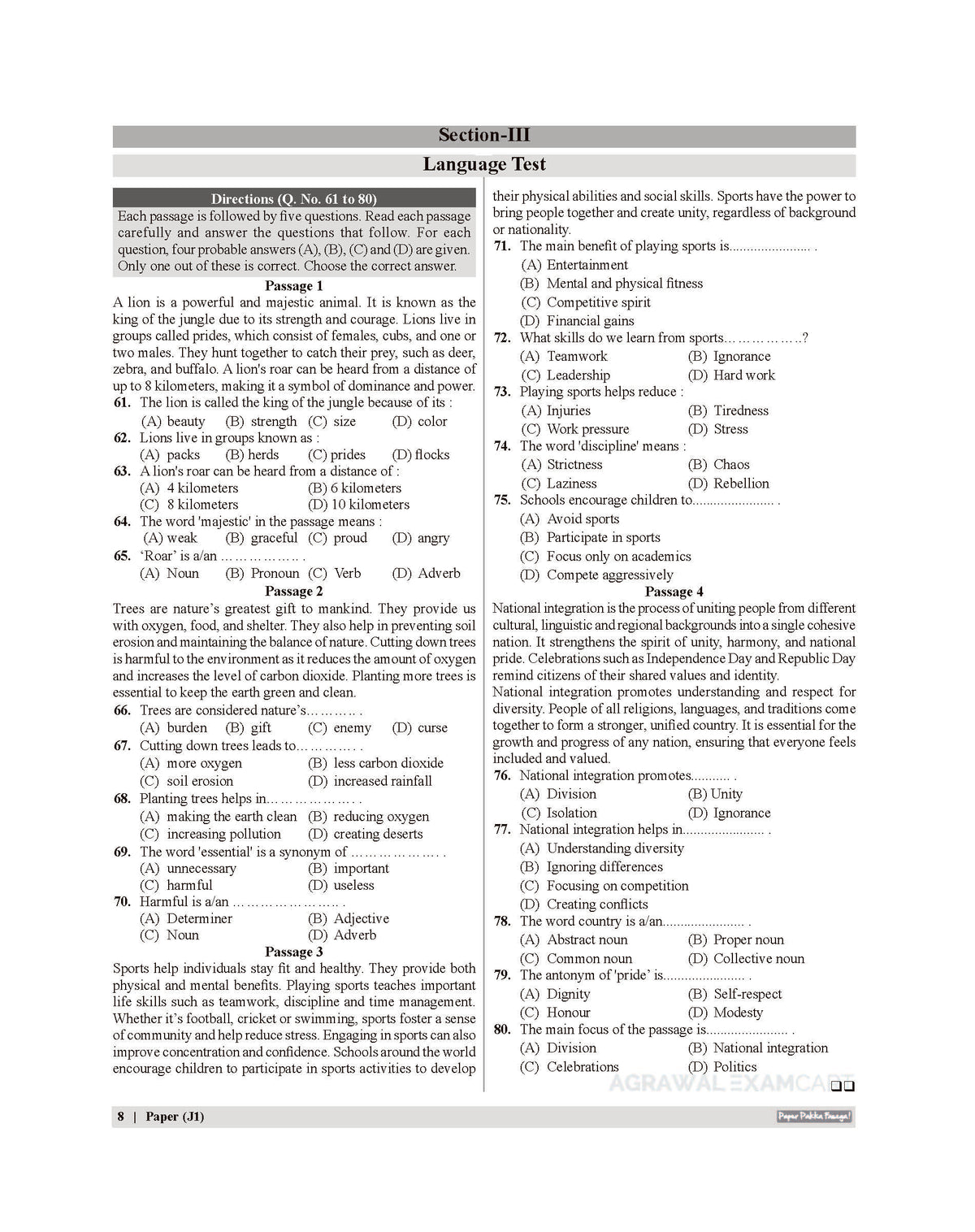Examcart Jawahar Navodaya Vidyalaya (JNV) Class 6 Abhyaas Mock Papers For 2027 Exam (English Medium)