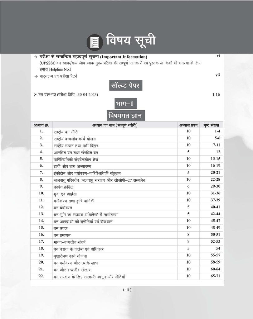 Van Rakshak Paper Pattern Examcart UPSSSC Van Rakshak (Forest Gaurd) / Vanyajeev Rakshak Mains E