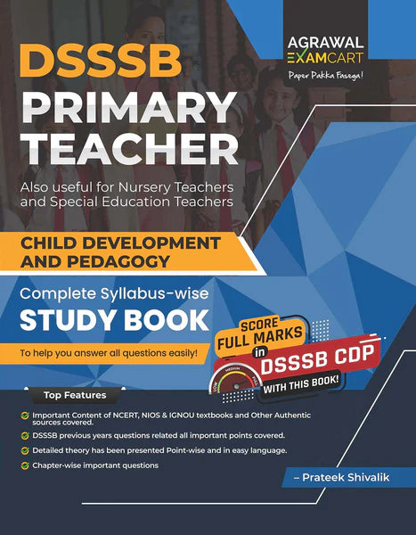 Examcart DSSSB Paper-1 Complete Guidebook + Child Development and Pedagogy (CDP) Complete Textbook by Prateek Sir for 2025 Exam in English Medium (2 Books Combo)