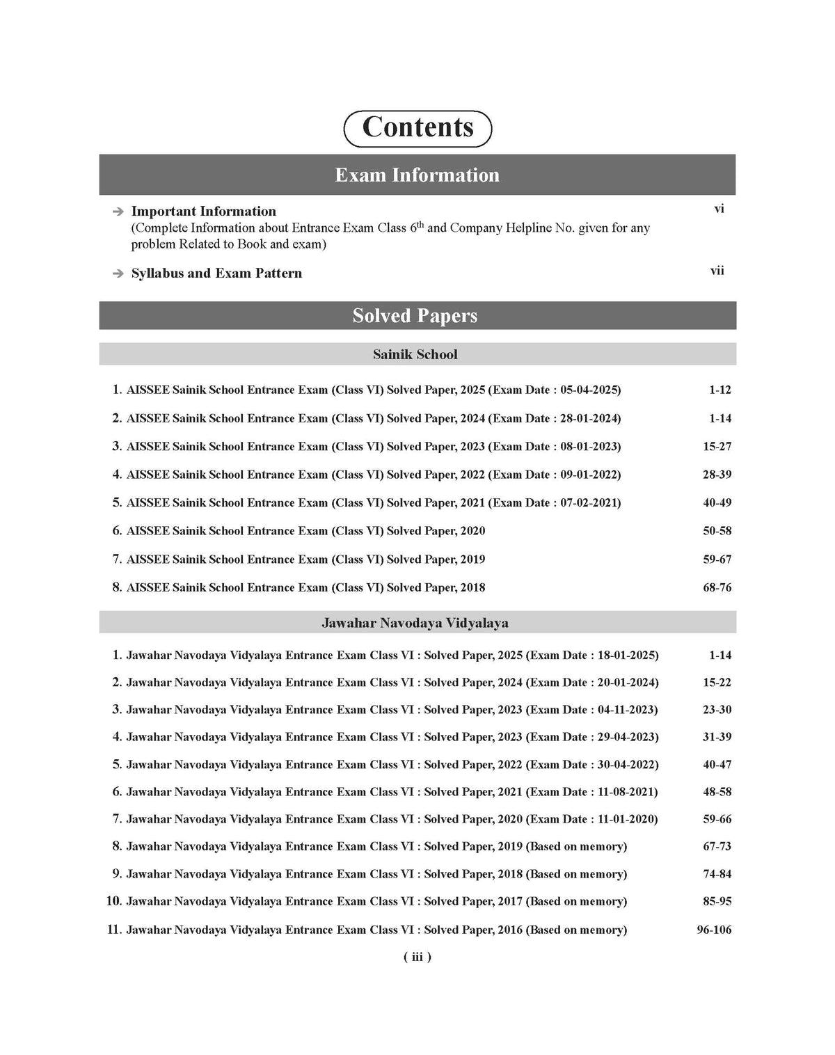 Examcart Class 6 All School Entrance Exams (JNV, Sainik, RMS, CHS & Simultala) Solved Papers Book For 2026 Exam (English Medium)