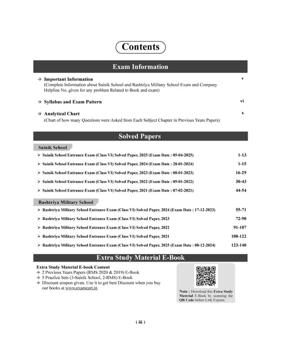 Examcart Sainik School & Rashtriya Military School Class 6 Solved Paper For 2026 Exam (English Medium)