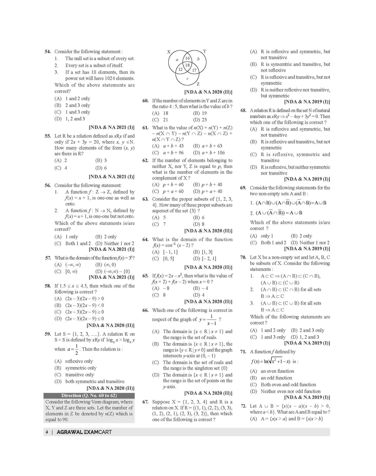 Examcart NDA/NA Mathematics & GAT (PYQs) Question Bank Book For 2026 Exam In English
