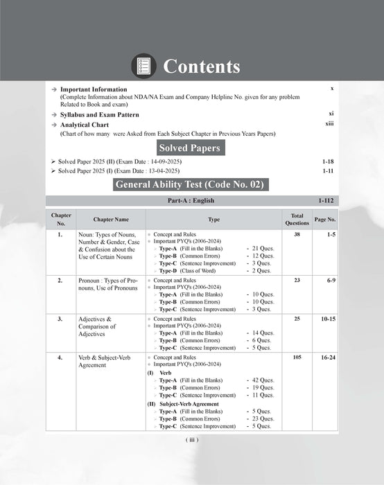 Examcart NDA/NA General Ability Test (Guide + PYQ) Book For 2026 Exam In English