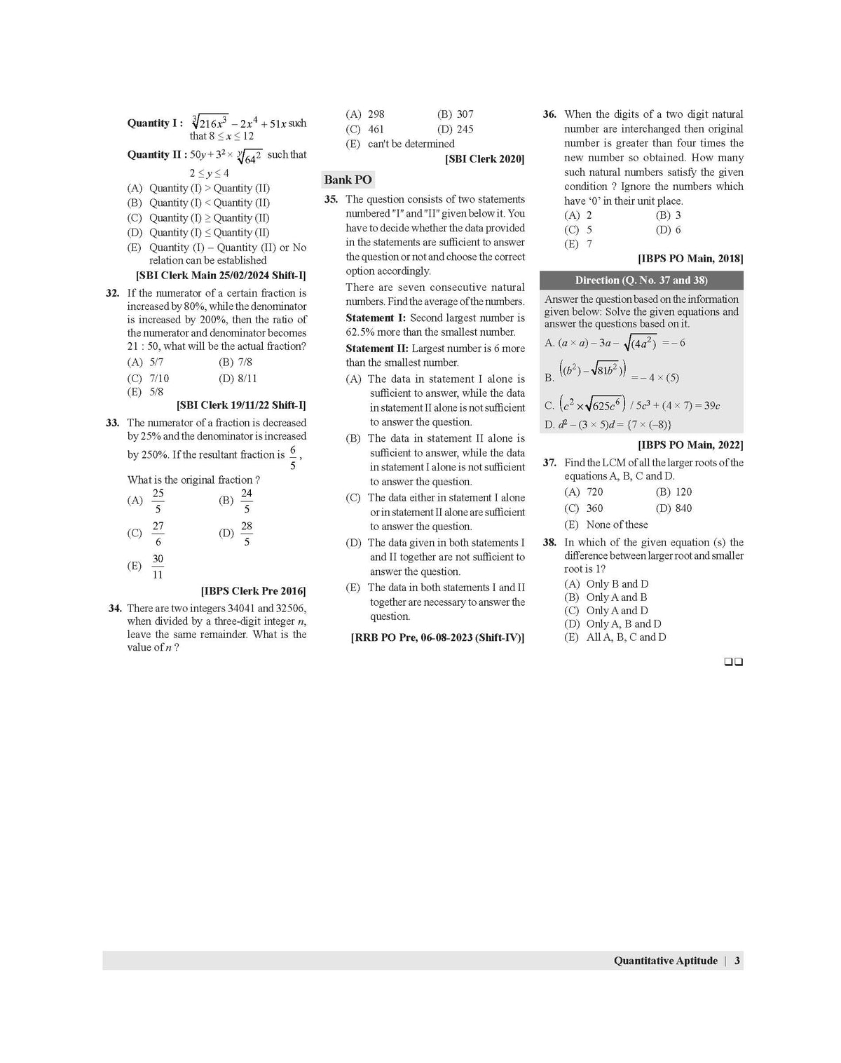 Examcart Bank Clerk & PO Quantitative Aptitude Question Bank For SBI, IBPS, RRBs, RBI, NABARD 2026 Exams in English Medium