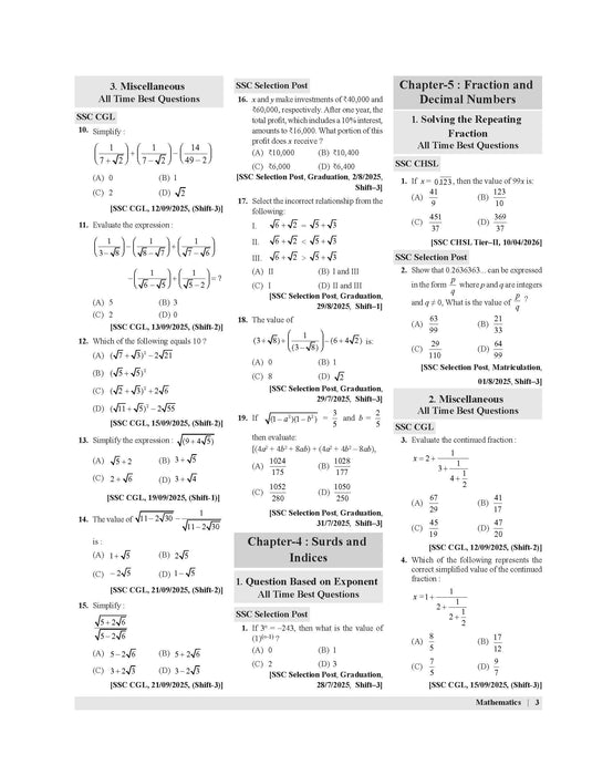Examcart Latest SSC Math Question Bank Book by DP Singh for SSC GD | MTS | Delhi Police | Selection Post | CHSL | Stenographer | CPO & CGL (Tier 1 & 2) 2026 Exam in English