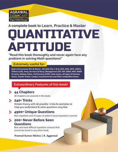 Examcart Quantitative Aptitude Book for Competitive Exams – 4900+ Practice Questions with 240+ Short Tricks | SSC, Bank, Defence, MBA in English Medium